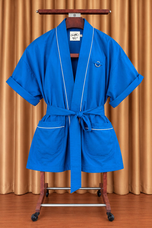 BLUE Bwana on a wooden valet stand